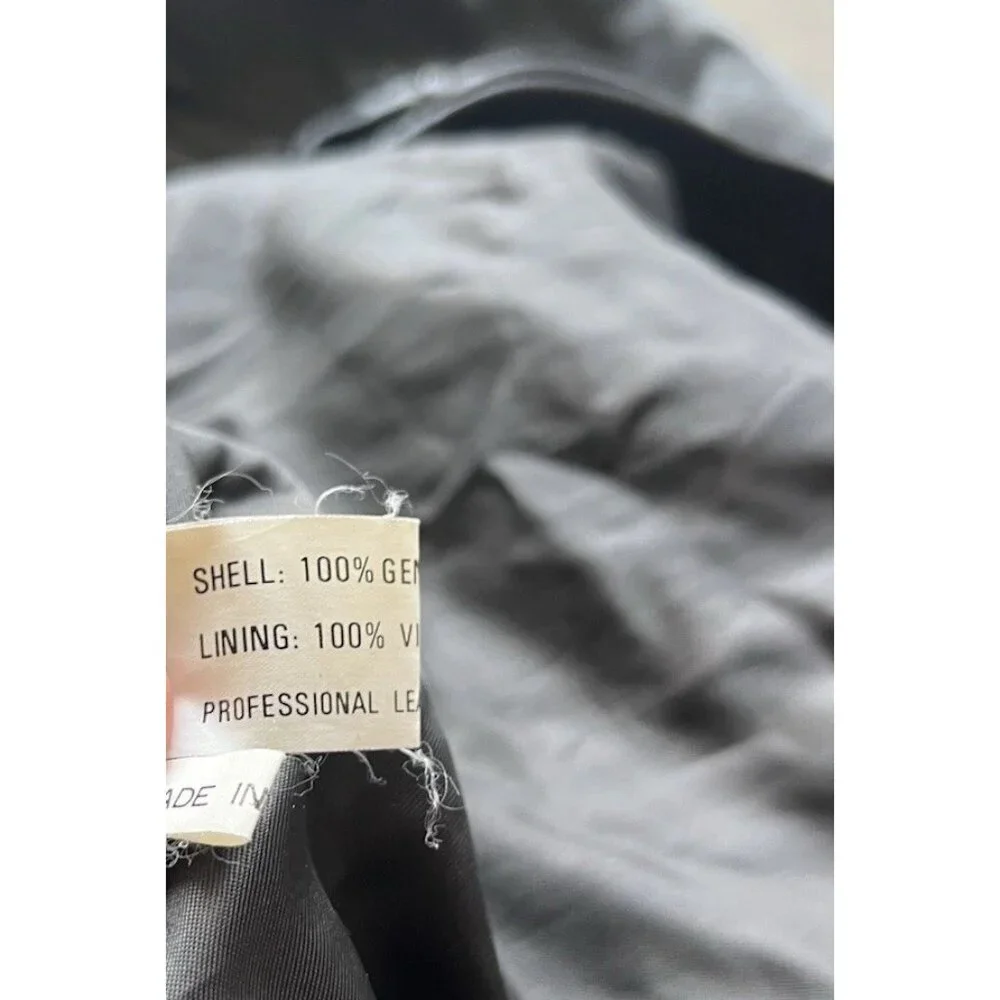 Vintage Reed Leather Black Motorcycle Plaid Lined Jacket Men’s Sz Large 48